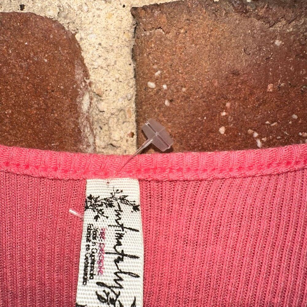 Free People X Intimately Out The Door Tank Ribbed coral pink large NEW - Picture 4 of 6